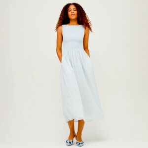 Hill House Powder Blue Baroque Shell Cosima Nap Dress Size S